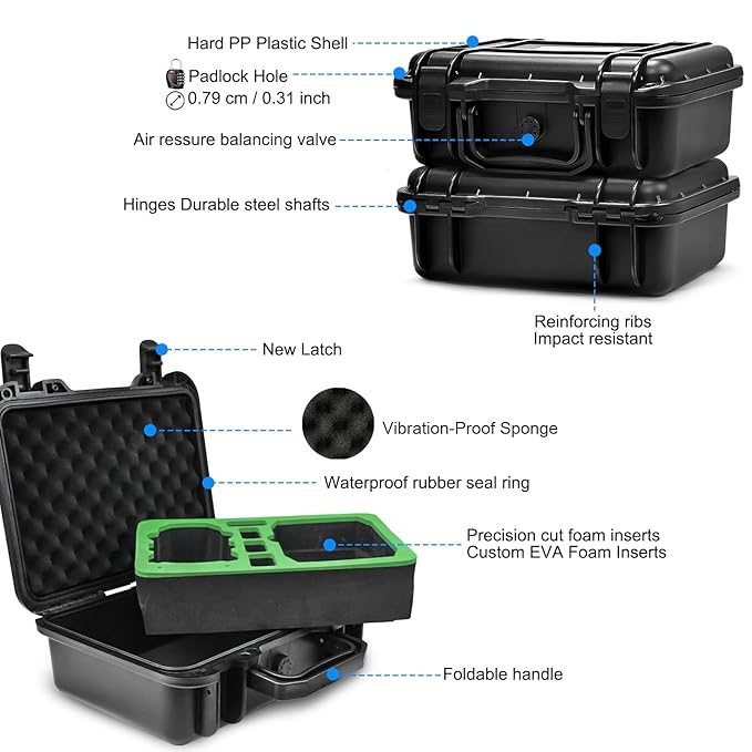 Lekufee Plastic Portable Waterproof Carrying Case Compatible
